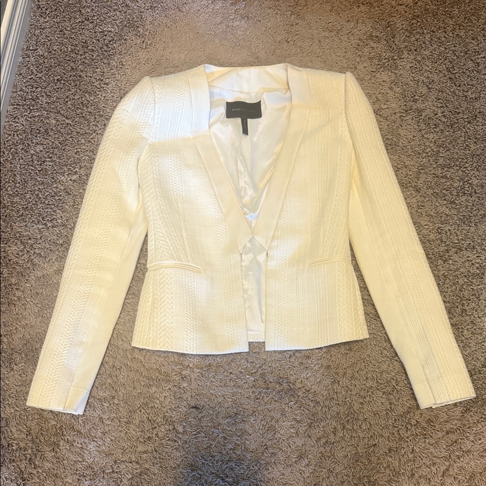 BCBGMaxAzria Cream Textured Blazer